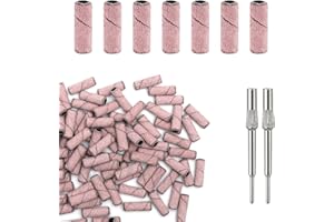 KQDRAVINE 100 Pièces Embouts Ponceuse Manchons Grain 240, Ultra-Fines Embout Ponceuse Ongles Depose avec 2 Embouts de Fraise à Ongles, Professionnel Embout Emeri pour Salon de Manucure