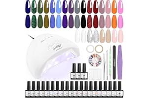 SPTHTHHPY Gel Nail Polish Starter Kit 20 Colours Soak Off Gel Nail Polish Set with 48W Nail Lamp Glossy & Matte Top and Base Coat Manicure Tools for Beginner