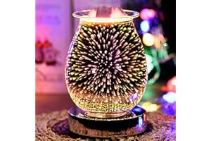 Wowlela Duftlampe Wachs 3D Glas Elektrische Duftlampe für Wachs Energie Sparen Elektrisch Teelicht Duftöl Lampe für Home Office Schlafzimmer Geschenke