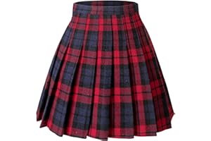 Hoerev Women Girls Versatile Plaid Pleated Skirt with Shorts for Cold Weather
