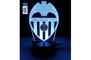 famvacor Lámpara Decorativa de Mesa Ilusión Óptica 3d ► Lámpara Mesita de Noche Escudo de Futbol Valencia España Iluminación Nocturna Led 16 colores y mando a distancia (Valencia)