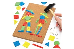 Baker Ross Jeu de marteau et clous (L'unité) - Loisirs créatifs pour enfants, Coloris Assortis, 22 cm