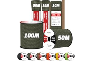 Brotree Riflettente 4mm Paracord 550 7 Fili Nylon Corda 30M Tipo III Corda da Paracadute - 250kg Carico di Rottura (Riflettente Army Green)