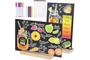 BOUBONI 2 Stück 15x20CM Kreidetafel Klein Schiefertafel zum Beschriften Kleine Tafel mit Holzsockel Schilder zum Beschriften Buffet Schilder für Küche Hochzeit Bar Restaurant Geburtstag Hochzeit Party