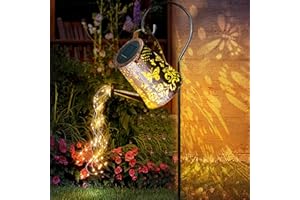 BoloShine Solar Watering Can Lights, Solar Lantern Outdoor Hanging Waterproof Shower Lights with Bracket, Led Fairy Art Decorative Lamp Retro Metal Waterfall Lights for Lawn Patio Yard Pathway