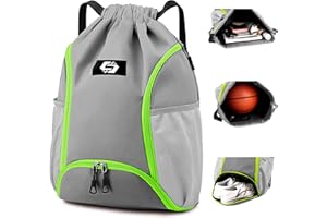 Keyck Sac à Dos à Cordon Sac de Sport pour Homme Femme, Sacs à Cordon Légers avec Compartiment Chaussure y Poche Humide, Grand Sac à Dos Sac Piscine Résistant à L'eau pour Basketball Football Voyage