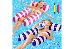ZHHGOO Colchoneta Piscina Adultos,2 Pcs Piscina Agua Colchonetas,4 en 1 Hamaca Inflable Piscina con 2 Bomba de Aire,Tumbona Piscina Flotador de Agua Portátil para Piscina, Playa