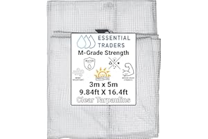 EOTRADER Clear Monotex Heavy Duty Tarpaulin, 100gsm Waterproof Ground Cover Multipurpose Furniture, Caravan, Vehicle, Tool, Camping & Shed Mono Sheet, Medium Weight Reinforced Cotton Mesh (3m x 5m)