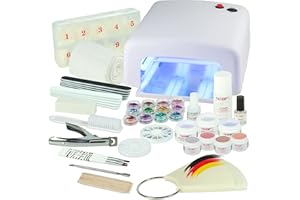 NAILS FACTORY N&BF UV Gel Nagelstudio Starter Set - optimaler Einstieg in das eigene Nageldesign mit dem Nagelset dank viel Nailart | UV Lampe und Farbgel Set Soft Nudes (weiß)