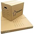 10 x Printed Room List Cardboard House Moving Boxes - Removal Packing Box With Carry Handles 457x304x254mm