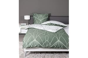 ‎JANINE Janine Mako-Satin-Bettwäsche J.D. 155x220 cm + 80x80 cm salbeigrün-Jade
