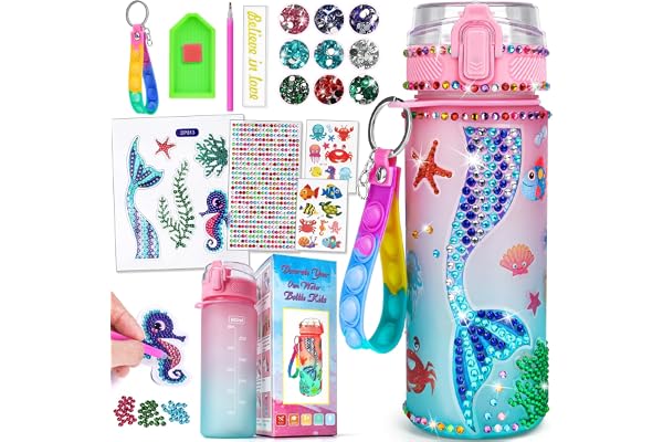 Cadeau Fille 5 6 7 8 9 Ans, Activites Manuelles pour Enfants 4-12 Ans Gourde Fille Licorne Jouet Kits de Loisirs Créatifs Bricolage Gourde Enfant Anti Fuite Anniversaire Cadeau pour 6-8-10 Ans Ado