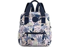 DIRRONA Femme Imprimé Sac à Dos Nylon Imperméable Sacs à Bandoulière École Décontracté Sacs à Dos Voyage Travail Achats Multifonctionnel Sac à Main Élégant Sac D'école Bleu B