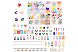 JABNOW Charms Anhänger Set, Ohrringe Selber Machen Set,65 Stück Charms Bubble Tea Schmetterling Bär, DIY Coole Sachen für Ohrringe Halskette Armband und Schlüsselanhänger Mädchen