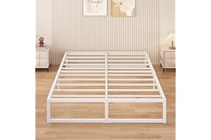 Yicensen Small Double Bed Frame 120x190 cm Metal Platform Bed Small Double with Steel Slat Support, Easy Assembly, Noise Free, No Box Spring Needed, 36cm High, White