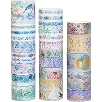 8 Rotoli Washi Tape Blu Pattern Diversi - Nastro Decorativo Per Scrapbooking, Artigianato, Planner - Foto 10