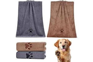 POKEAIR Dog Towels for Drying, 2 Pack Super Absorbent Dog Towel, Large Soft and Comfortable, Microfibre Dog Towel Bathrobes, Pet Towels for Dog Cat Pet (Grey, Dark Gray) (2, Brown & Dark Gray, 75x35cm)
