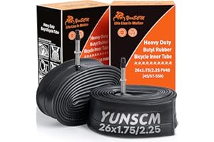 YunSCM 2-Pcs 26" Heavy Duty Bike Tubes 26x1.75/2.25 ETRTO 45/57-559 FV48mm Presta Valve 26" Bicycle Tyre Tubes Compatible With 26x1.75 26x1.80 26x1.95 26x2.0 26x2.10 26x2.125 26x2.25 Bike Inner Tubes