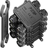 PEBA&reg; IP68 Waterproof Junction Boxes, Waterproof Cable Connector, 4-Way Outdoor Cable Connector Junction Box, Suitable for Ca