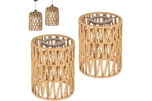 NCOALE 2 Stück Lampenschirm Boho, Zylinder Rattan Lampenschirm Outdoor Papierlampenschirm Lampenschirme für Hängelampen Deckenleuchten Pendelleuchten Stehlampe