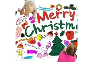 MOECSHSY Christmas Table Cloth, Table Runner- X-mas Games for Kids, Christmas Table Decoration, 72 x 34 Inch Giant Poster for Wall Decor, Home Game Gifts, Art Crafts DIY