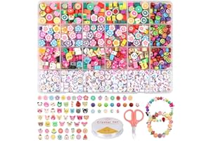 ZWOOS Perle di Argilla Polimerica, Perline Kit Creazione Gioielli Fai da Te per Bambini Bracciali Perline Fatte a Mano in Argilla Polimerica per Braccialetti, Collane, Creazione di Gioielli (750 Pezzi)