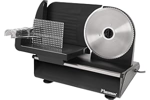 Bestron Trancheuse électrique, Épaisseur de coupe 0-15 mm, 2 vitesses, 150 W, Noir