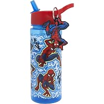 Polar Gear Bouteille d'eau Spiderman pour enfants avec paille - Pour la rentrée scolaire - Bleu et rouge - 500 ml Polar Gear Bouteille d'eau Spiderman pour enfants avec paille - Pour la rentrée scolaire - Bleu et rouge - 500 ml