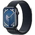 Apple Watch Series 9 GPS 45mm Smartwatch con cassa in alluminio color mezzanotte e Sport Loop mezzanotte. Fitness tracker, ap