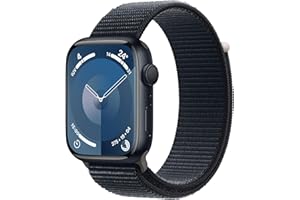 Apple Watch Series 9 GPS 45mm Smartwatch con cassa in alluminio color mezzanotte e Sport Loop mezzanotte. Fitness tracker, app Livelli O₂, display Retina always-on, resistente all’acqua