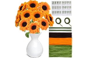 RAMLUR 520PCS Pipe Cleaners Craft, Chenille Stems Sunflowers Bouquet Kit Pipe Cleaners Sunflowers Set with Instructions, 3 Colors Yellow Pipe Cleaners Set for Craft Projects (10 Sunflowers)