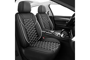 Carseatcover-UK Luxury PRESTIGE Quilted PU Leather Front Car Seat Covers, Grey and Black, Airbag Safe, Universal