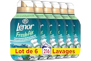 Lenor Fresh Air Adoucissant 216 lavages (36x6), Parfum Solstice Boréal, Protection Anti-Odeurs, Fraîcheur Ultra Concentrée, Fabriqué En France