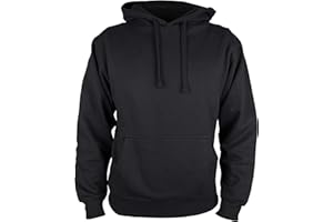 Martes Clothing | Mens Plain long sleeve Hoodie Fleece Pull-Over | Soft and comfy Adult Top Sweatshirt Hoodies | Work and longe wear | Non-zip Up | Uni-Sex | 80% Cotton 20% Polyester (Black)