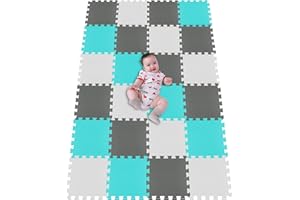 MSHEN 24 tablets puzzle mats/Interlocking Floor Mats for Children-Multicoloured Foam Floor Tiles/foam floor tiles Size 1.94 Sqm foam play mat.white-green-grey/AHL