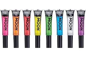 Moon Glow Neon UV Hair Colour Streaks | Set of 8 | Hair Mascara - Temporary Wash out Hair Dye | Bright Neon Colour, Glows under UV Lighting