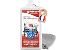 Maxxi Clean | Kit complet de nettoyage pour four et grill | 750 ml de gel, 1x chiffon en microfibres | nettoyant et dégraissant auto-nettoyant | pour four, plaque de cuisson & grill