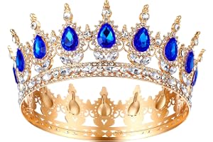 Grevosea Guldkrona för kvinnor, drottningkrona, strass, bröllopkronor och tiaror, kristall, brud, hårtillbehör för prinsessfe