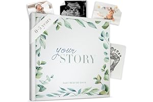 BIBI & BEAU Baby Memory Book – Watercolour Keepsake Journal for Newborn Girl or Boy | 136 Page Record Book & Photo Album | Ideal For Baby Shower & New Child