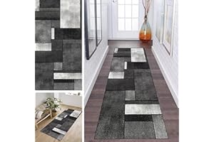 ‎ZDYHMRJ ZDYHMrj Läufer Teppich Lang Flur rutschfest Waschbar 80X240CM Küche Korridor TeppichLäufer für Flur Grau Weiß Schlafzimmer Wohnzimmer Polyester Teppichmatte Dauerhaft, Anpassbar Küchenteppich