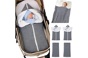 HAOKAINI Baby Wrap Swaddle Manta de Punto Saco de Dormir Saco de Dormir Cochecito de Abrigo Suave Y Cálido para 0-12 Meses Bebés Unisex