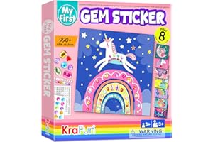 KRAFUN My First Gem-Aufkleber-Set, 8 No-Chaos-Kunstwerke für Kinder, DIY-Edelstein-Kreativaktivität, Ostergeschenke für Kleinkinder, Mädchen und Jungen im Alter von 3–8 Jahren, Reisespielzeug