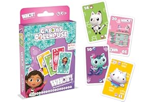 WINNING MOVES Waddingtons Number 1 Gabby's Dollhouse WHOT, Take turns matching shapes, numbers classic family game travel game great gift for ages 5 plus