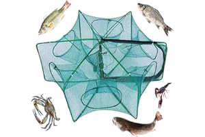 FRDHEE Rete da Pesca 6 Fori, Trappole per pesciolini 6 Fori per Pesci da Esca Portatile Pieghevole Rete da Pesca Trappola per Gamberi, Granchi, Esche