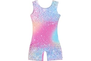 ALISISTER Gymnastics Leotards for Girls Sparkle Dance Unitards Gradient Color Sleeveless Leotards for Kids Athletic Ballet Dancewear Age 3-8 Years