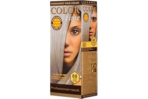 COLOR TIME | Tinte Permanente en Gel Color Rubio Plateado 88 | Enriquecido con Jalea Real y Vitamina C | Coloracion Permanente para el Cabello | Cubre Canas | 100 ML