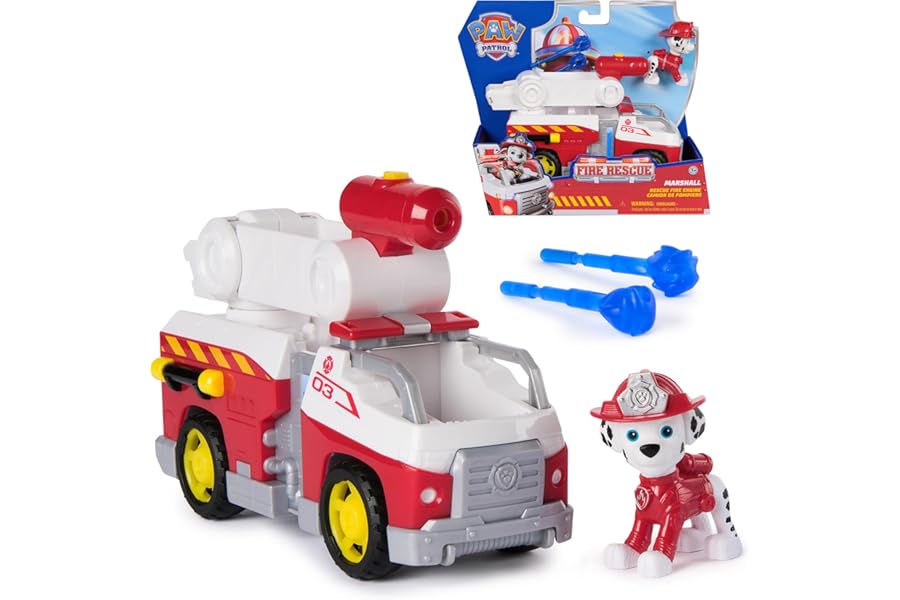 Paw Patrol Fire Rescue: Marshall Rescue Fire Engine with Action Figure and Projectile Launcher and Toy Truck, Kids Toys for Boys and Girls Ages 3 and Up