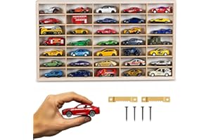 ART TWIST HOME Hot Wheels Storage | Wooden Display Shelves with 35 Compartments | Wall Display Cabinet 49,5cm x 28,5cm x 4cm for Collectables Model Car or Mini Figure (Shelf without Motif)
