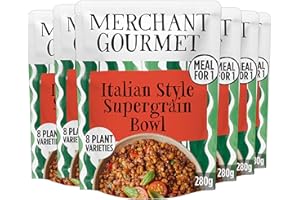 Merchant Gourmet Italian Supergrain Bowl with Freekeh, Haricot Beans, Courgette & Sundried Tomatoes - Meal for One, High in Protein & Fibre, 8 Plant Varieties (6x 220g)