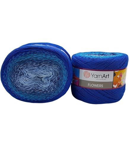 YarnArt Flowers Wolle, 500 G Knäuel – Mit Glitzer & Farbverlauf, 53% Baumwolle